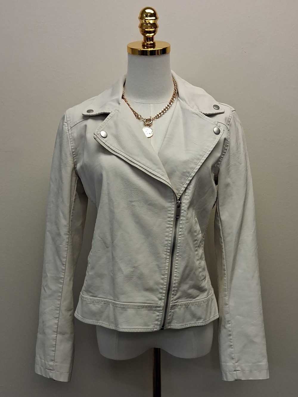 Universal Thread Cream Asymmetrical Zip Moto Jacket Size Small